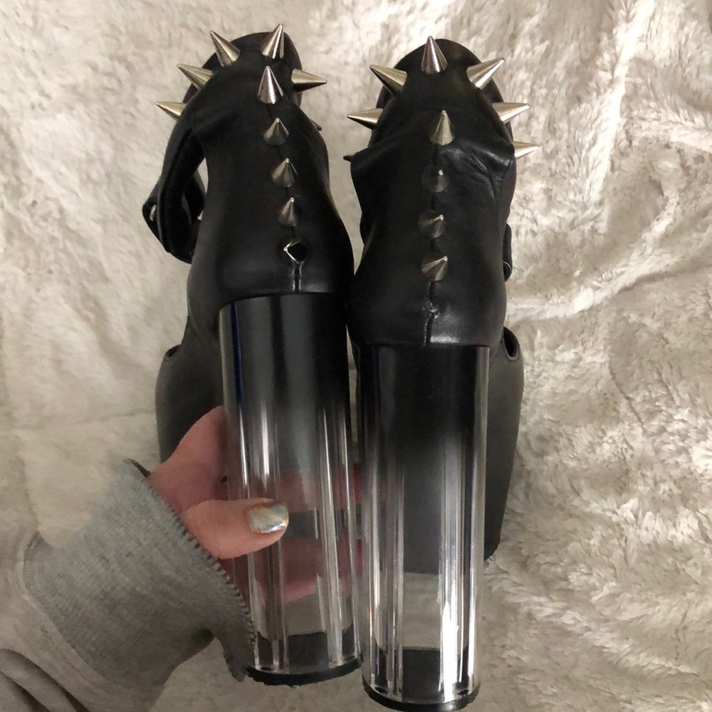 Unif Mary Chain Spiked Platform High Lucite Heels - image 8